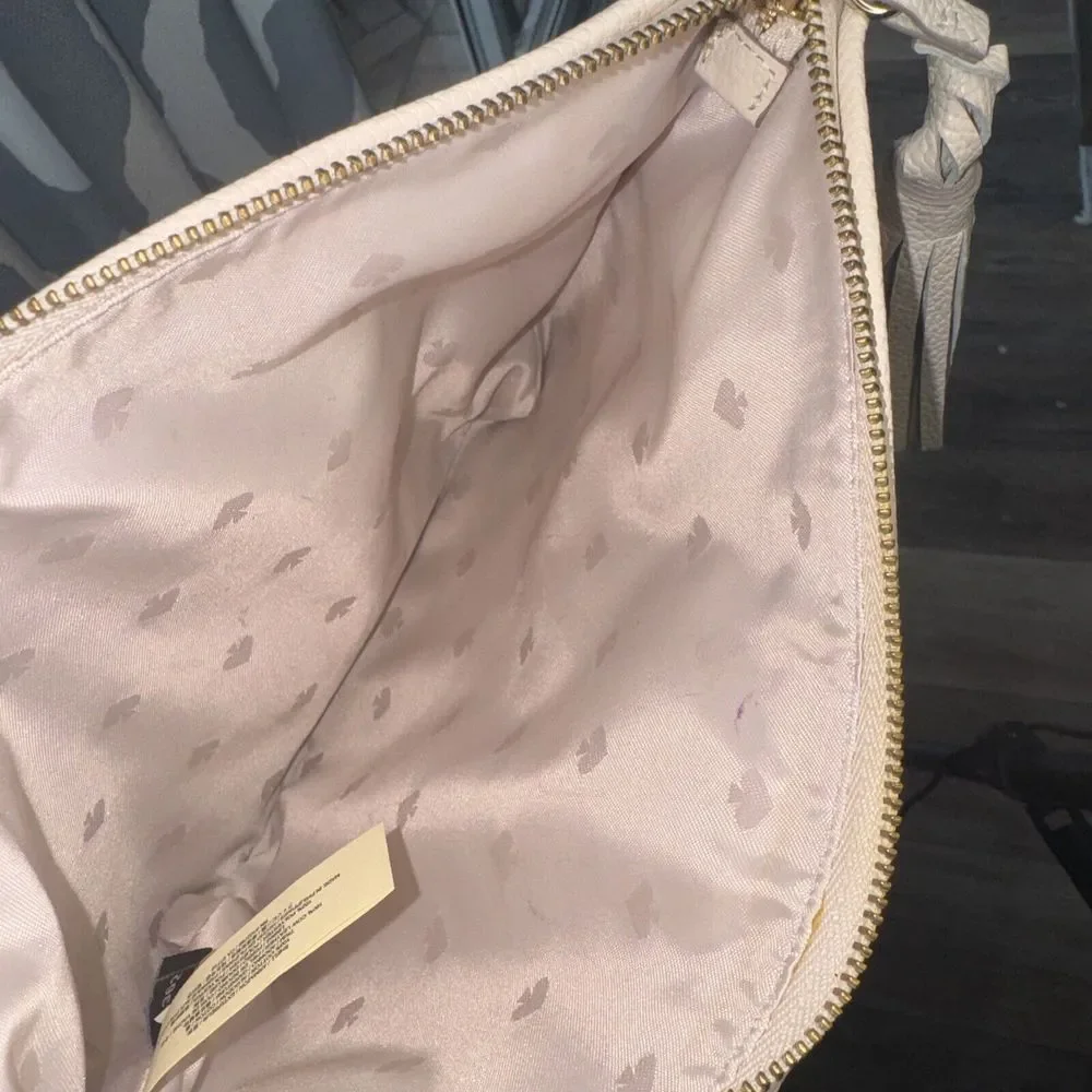 Kate Spade Gia Larchmont Avenue Fabric Stripe Pouch Clutch‎ Beige